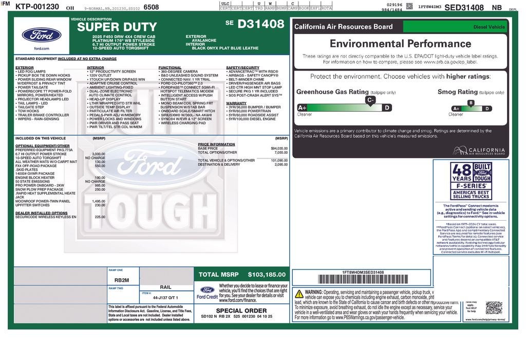 2025 Ford F-450SD Platinum DRW