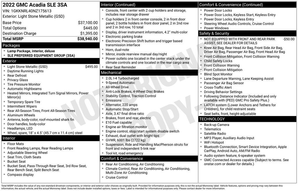 2022 GMC Acadia SLE