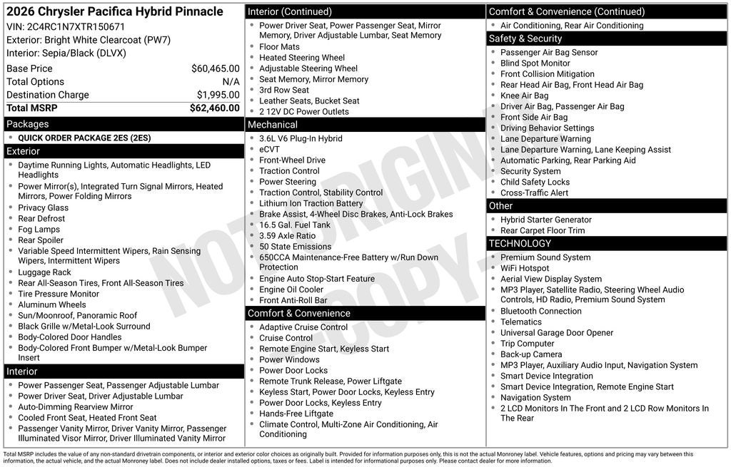 2026 Chrysler Pacifica Hybrid Pinnacle