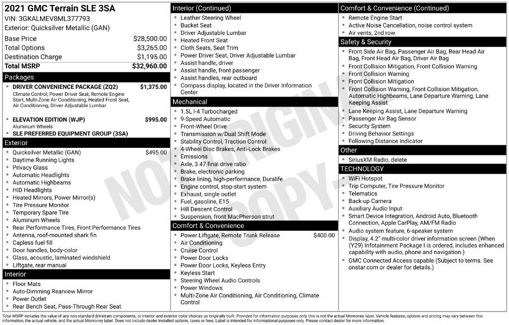 2021 GMC Terrain SLE