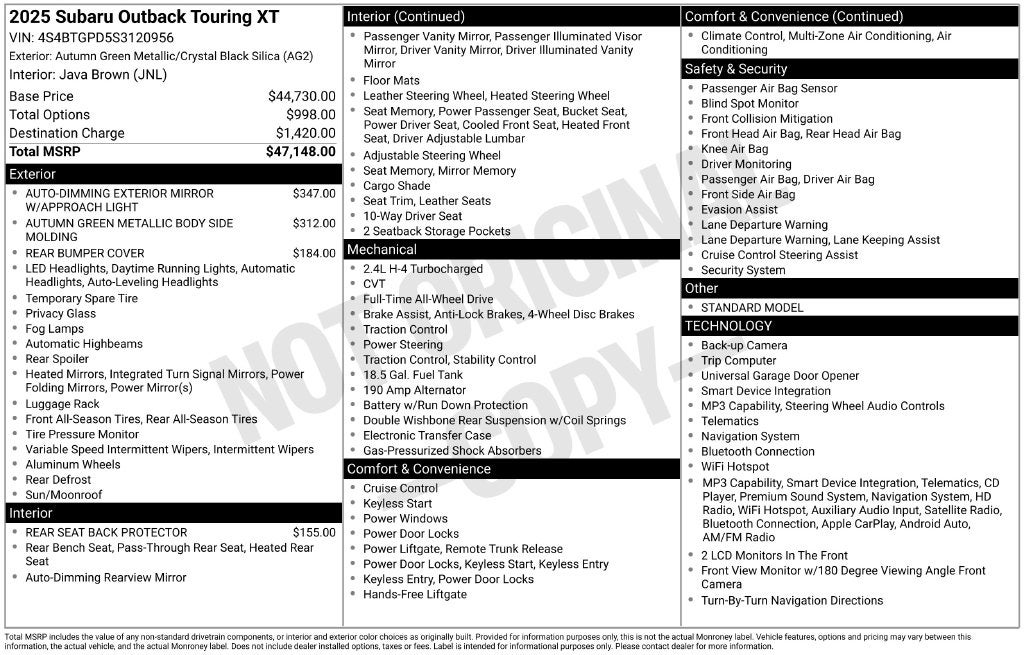 2025 Subaru Outback Touring XT
