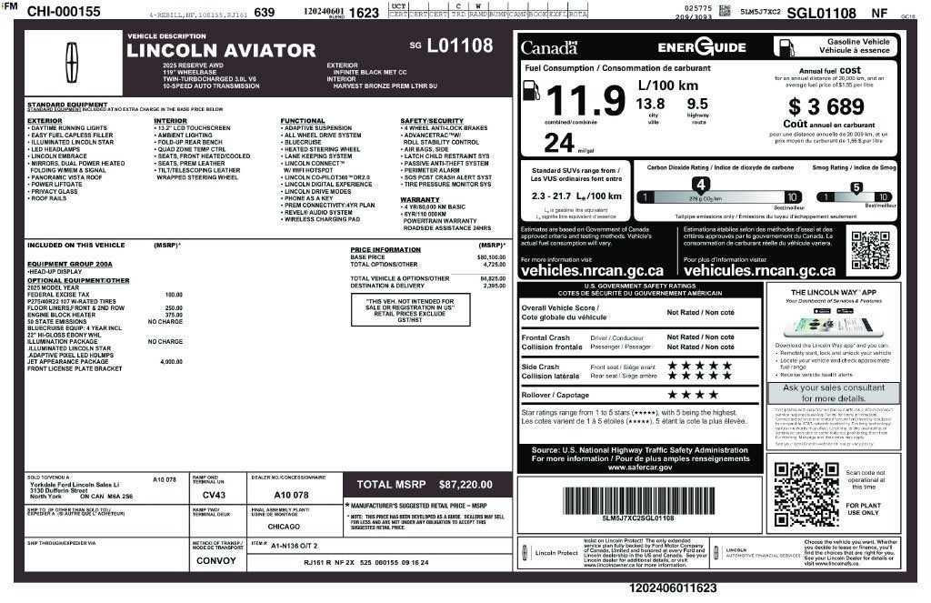 2025 Lincoln Aviator Reserve Premium