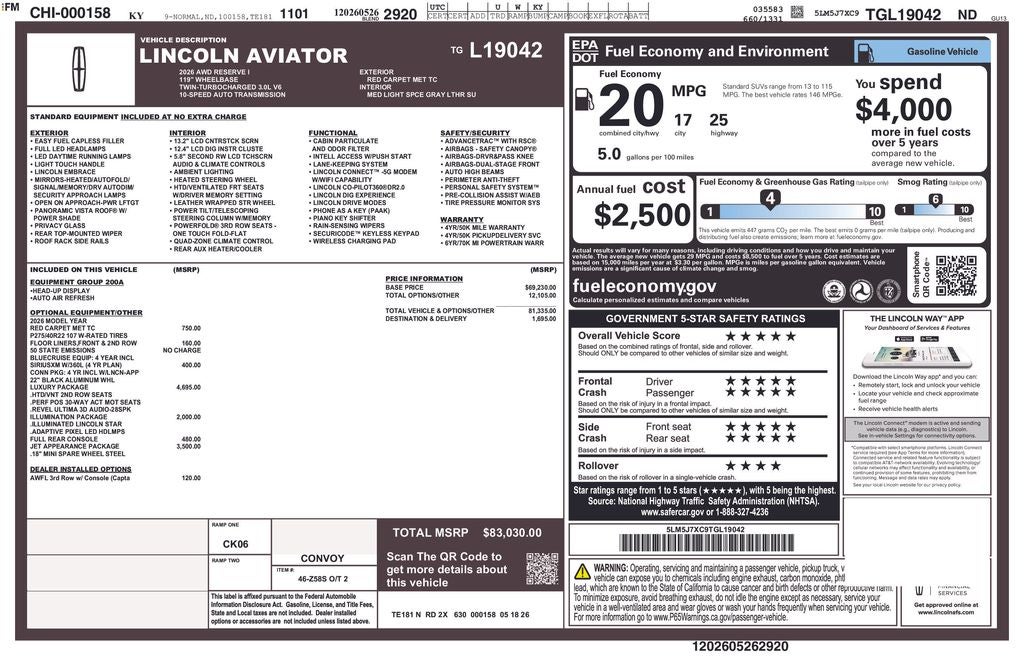 2026 Lincoln Aviator Reserve