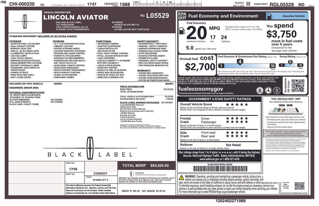 2024 Lincoln Aviator Black Label Premium