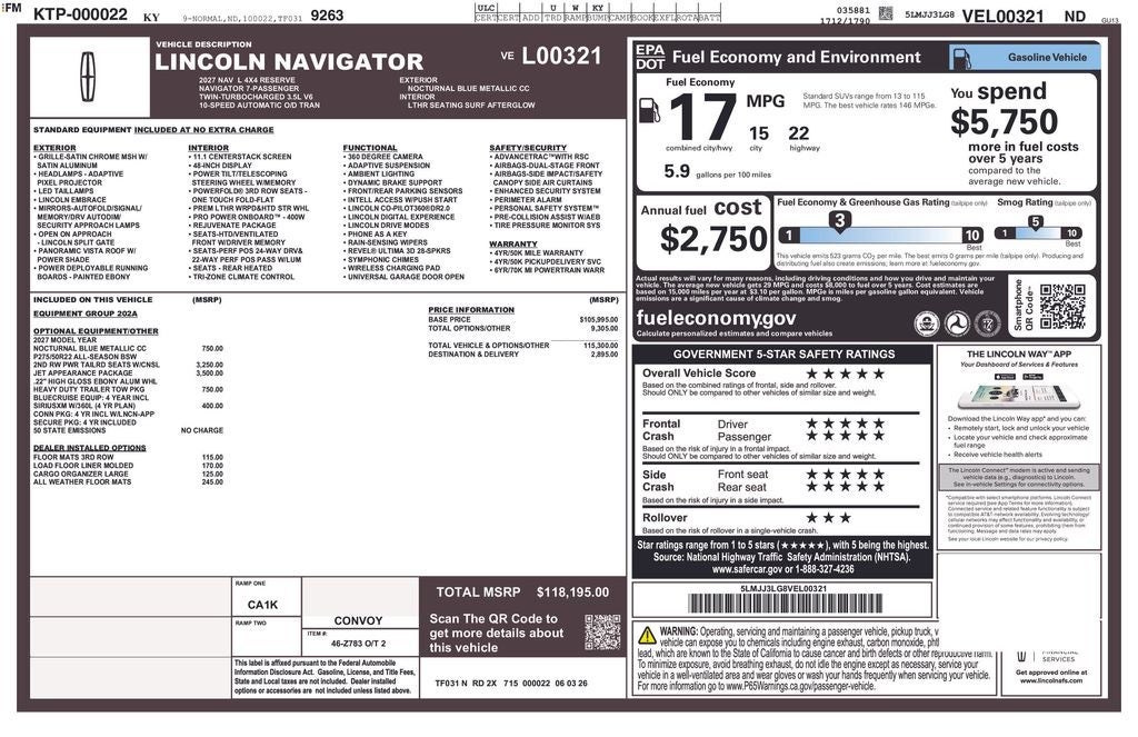 2027 Lincoln Navigator L Reserve