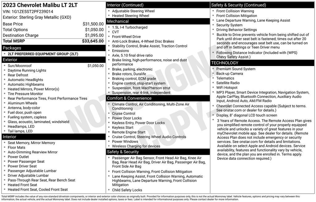 2023 Chevrolet Malibu LT 2LT