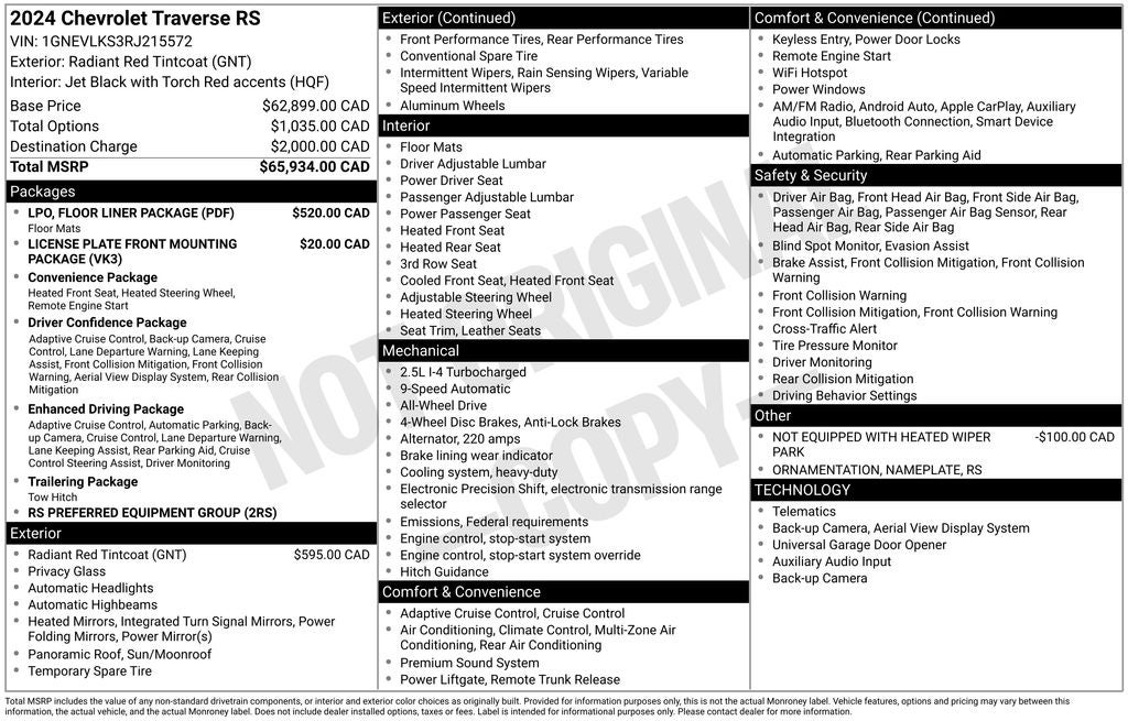 2024 Chevrolet Traverse RS