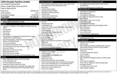 2026 Chrysler Pacifica Limited