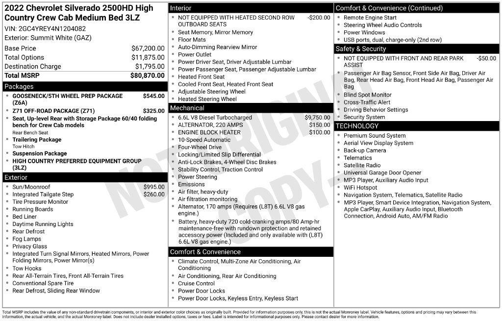 2022 Chevrolet Silverado 2500HD High Country
