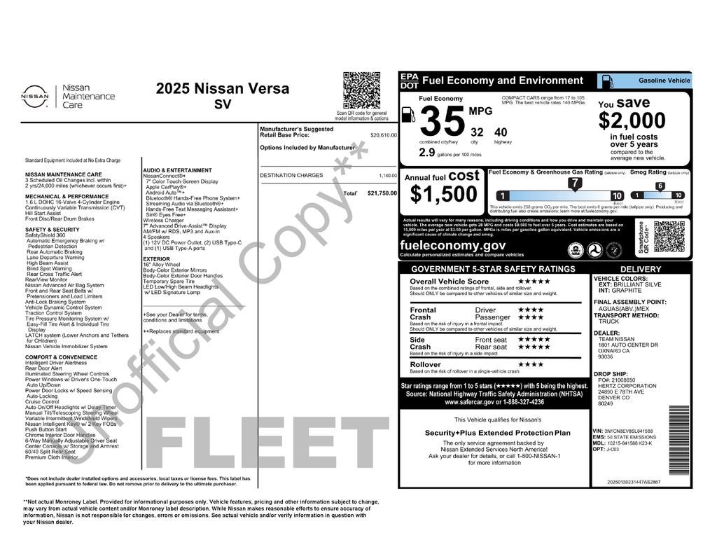 2025 Nissan Versa 1.6 SV