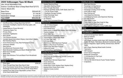 2025 Volkswagen Taos 1.5T SE Black
