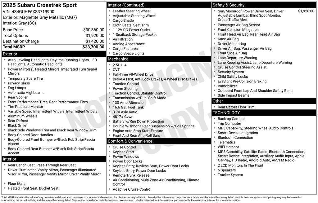 2025 Subaru Crosstrek Sport