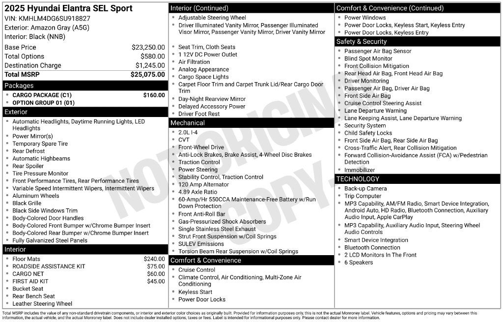 2025 Hyundai Elantra SEL Sport