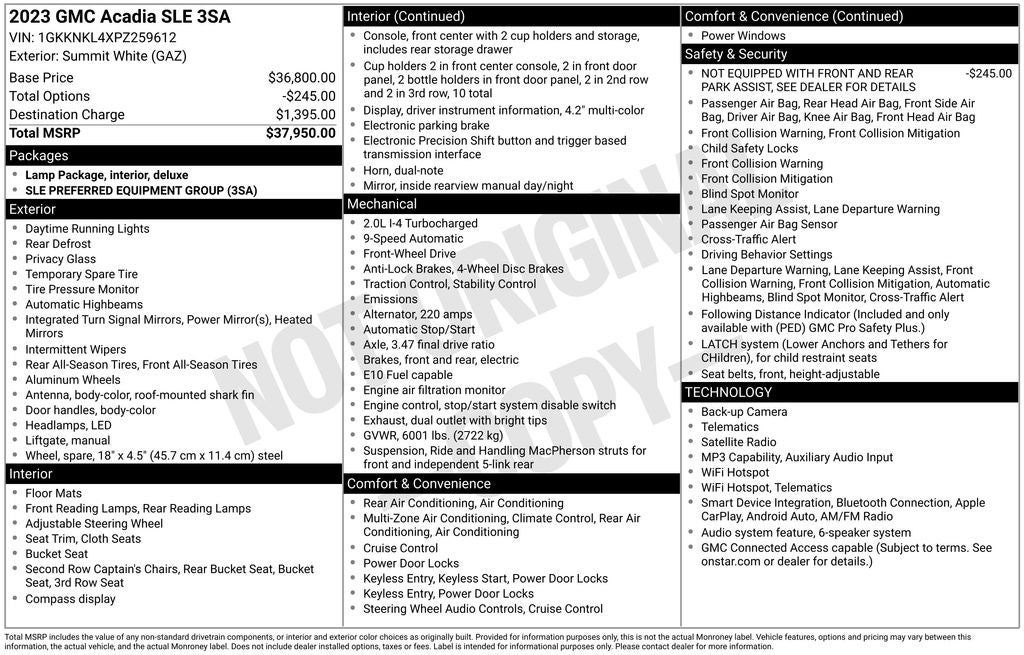 2023 GMC Acadia SLE