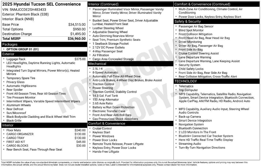 2025 Hyundai Tucson SEL Convenience