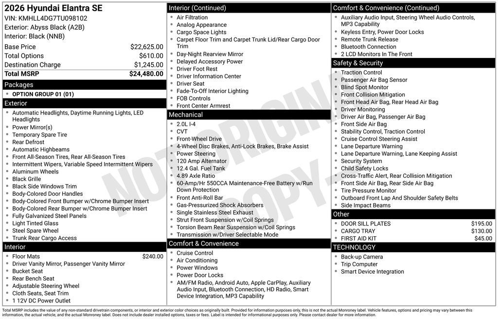 2026 Hyundai Elantra SE