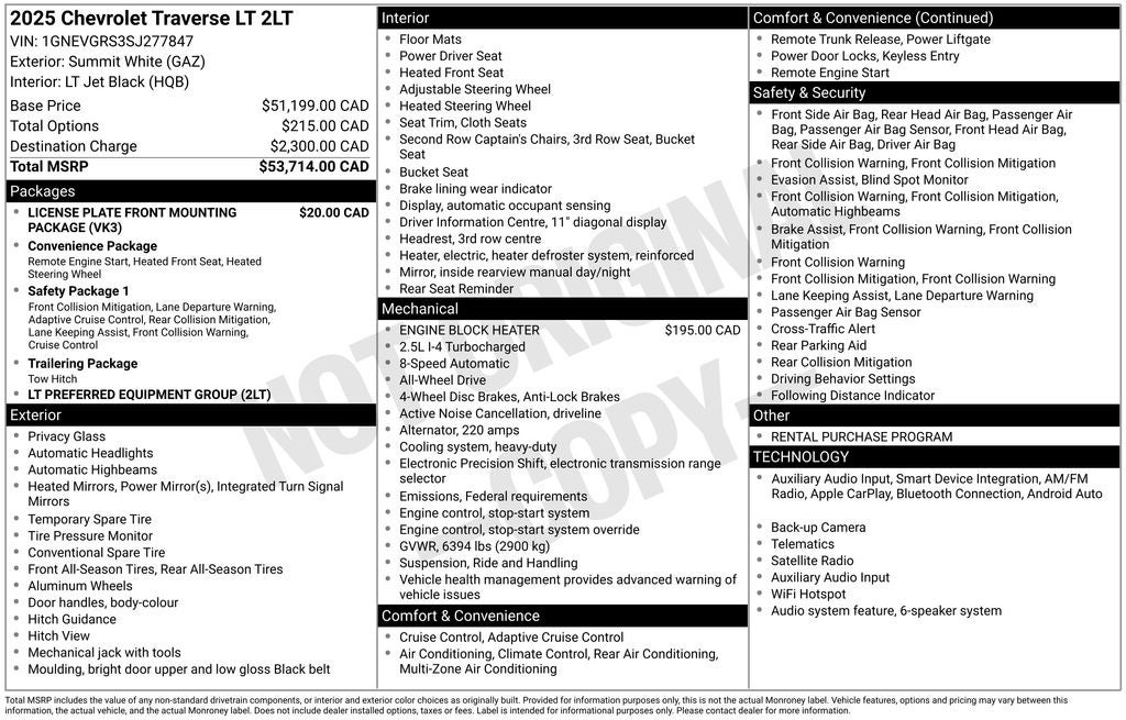 2025 Chevrolet Traverse LT 2LT