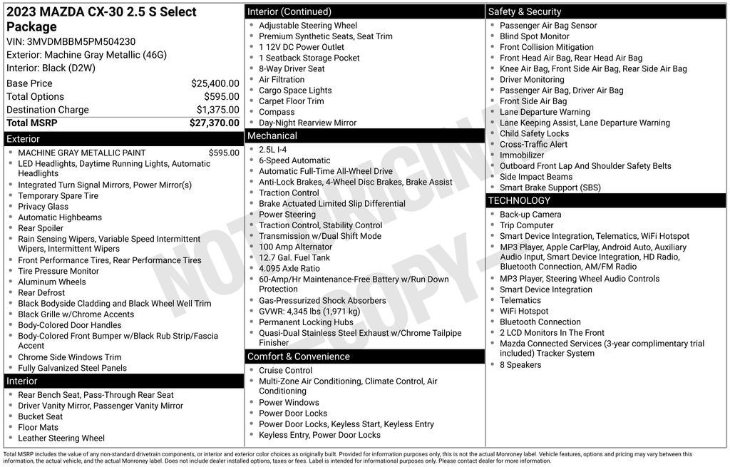2023 Mazda Mazda CX-30 2.5 S Select Package