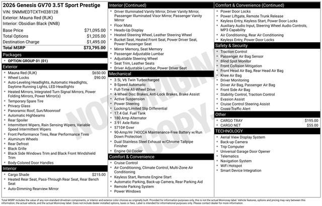2026 Genesis GV70 3.5T Sport Prestige