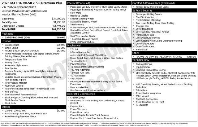 2025 Mazda Mazda CX-50 2.5 S Premium Plus Package