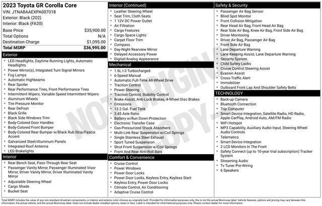 2023 Toyota GR Corolla Core