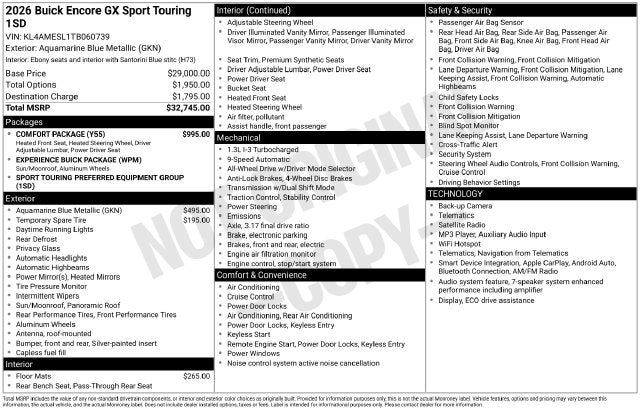 2026 Buick Encore GX Sport Touring