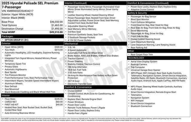 2025 Hyundai Palisade SEL Premium 7 Passenger