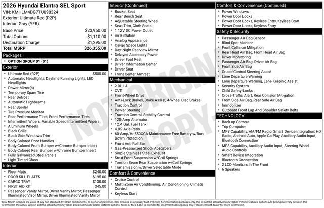 2026 Hyundai Elantra SEL Sport