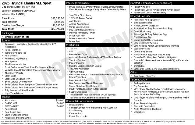 2025 Hyundai Elantra SEL Sport