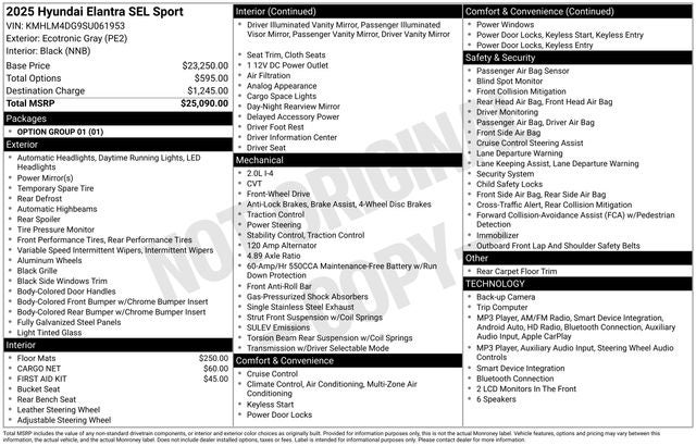 2025 Hyundai Elantra SEL Sport