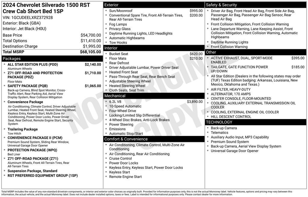 2024 Chevrolet Silverado 1500 RST black widow pkg lifted
