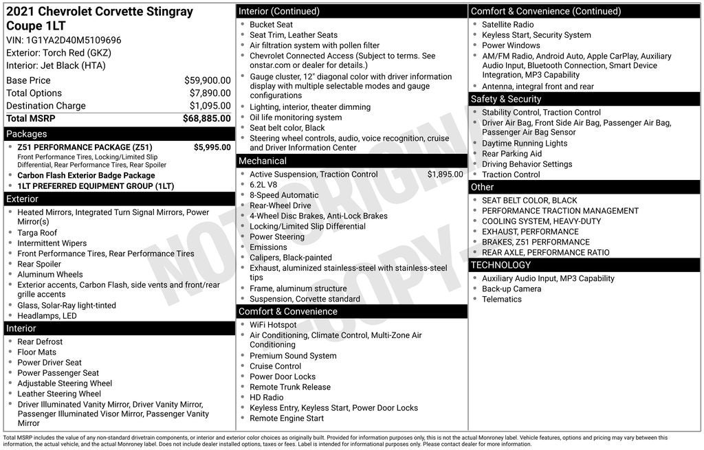 2021 Chevrolet Corvette Stingray 1LT