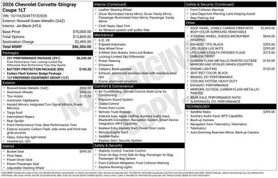 2026 Chevrolet Corvette Stingray 1LT