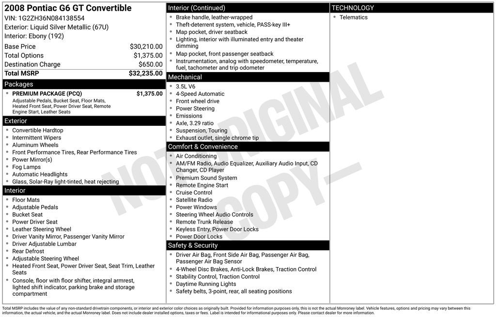 2008 Pontiac G6 GT special edition