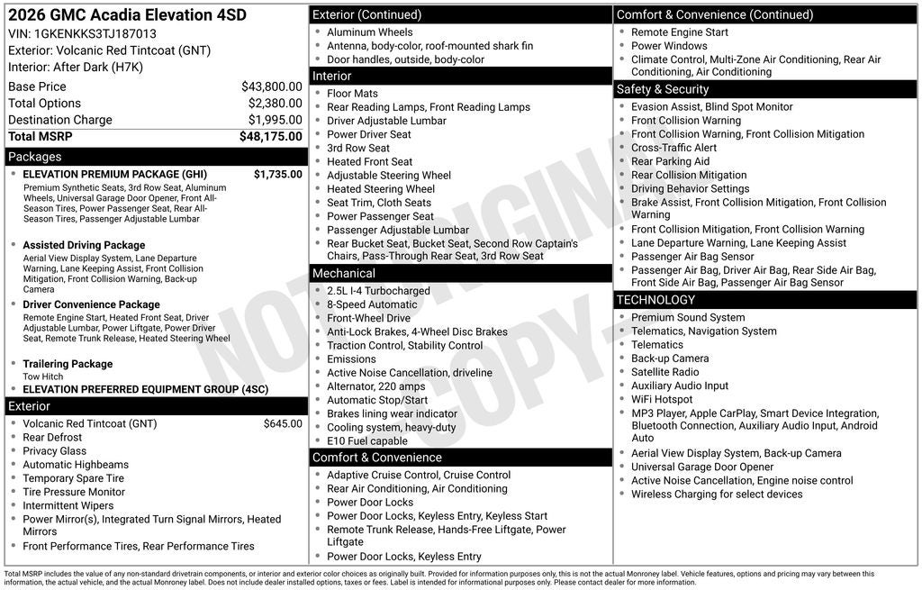 2026 GMC Acadia Elevation