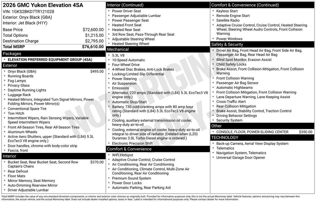 2026 GMC Yukon Elevation
