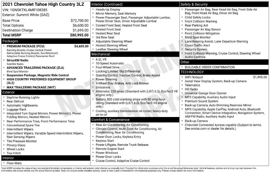 2021 Chevrolet Tahoe High Country