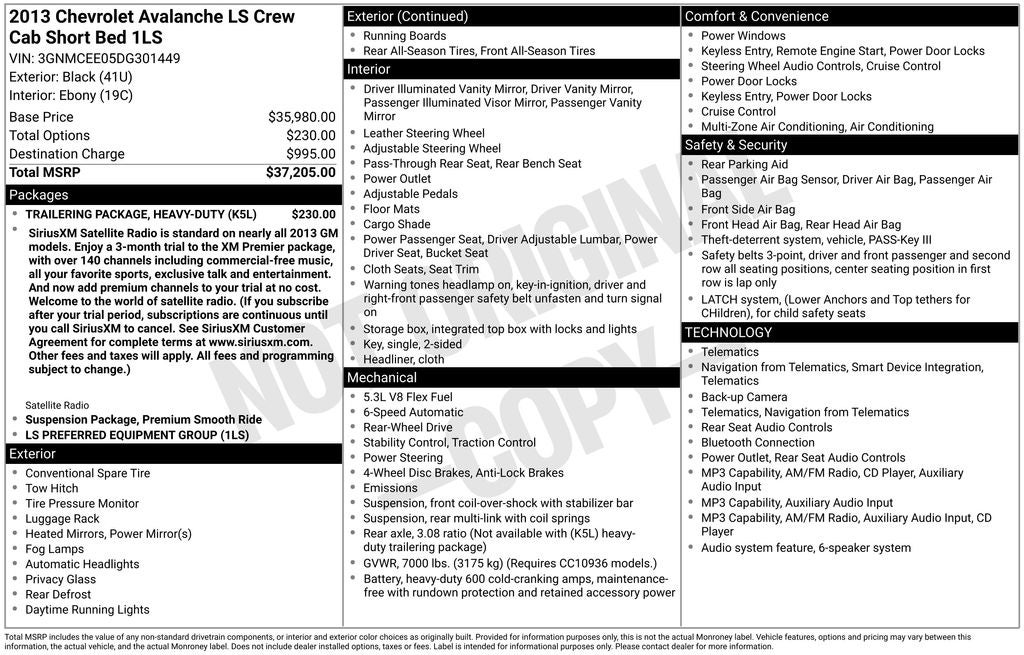 2013 Chevrolet Avalanche 1500 LS