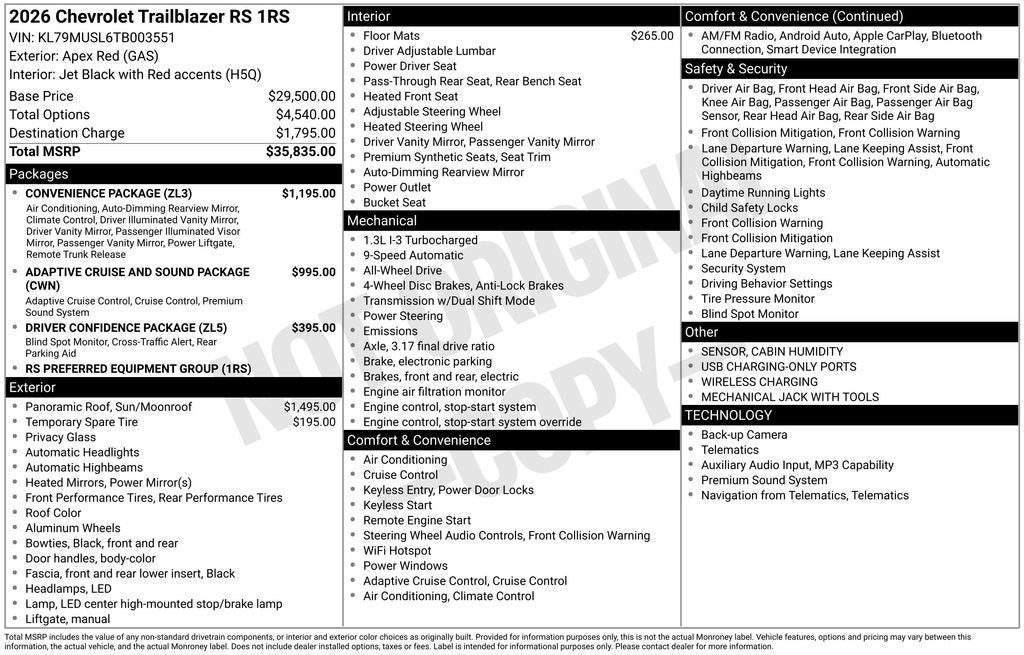 2026 Chevrolet TrailBlazer RS