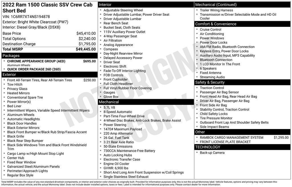 2022 RAM 1500 Classic SSV