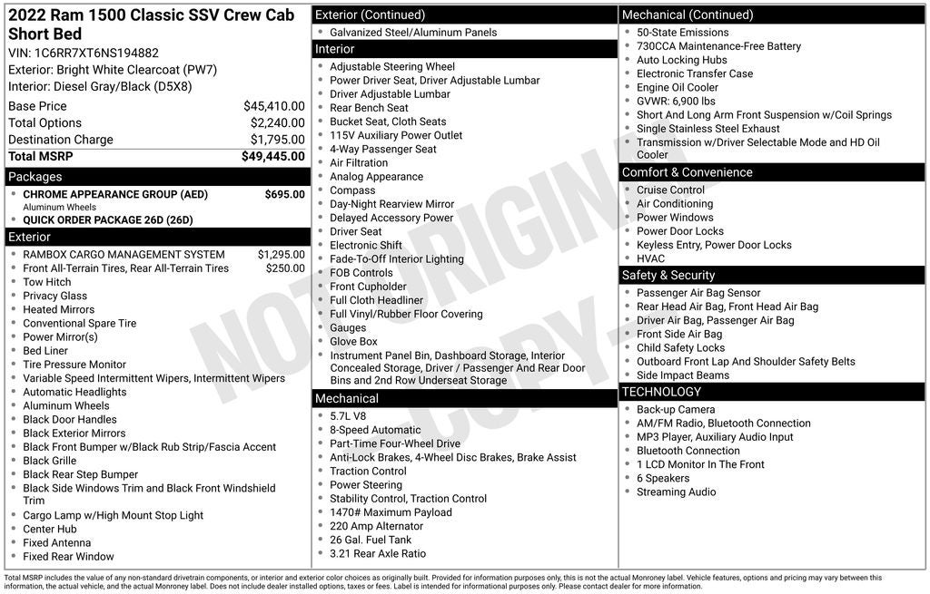 2022 RAM 1500 Classic SSV