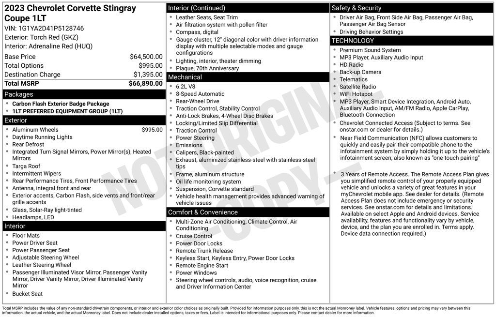2023 Chevrolet Corvette Stingray 1LT