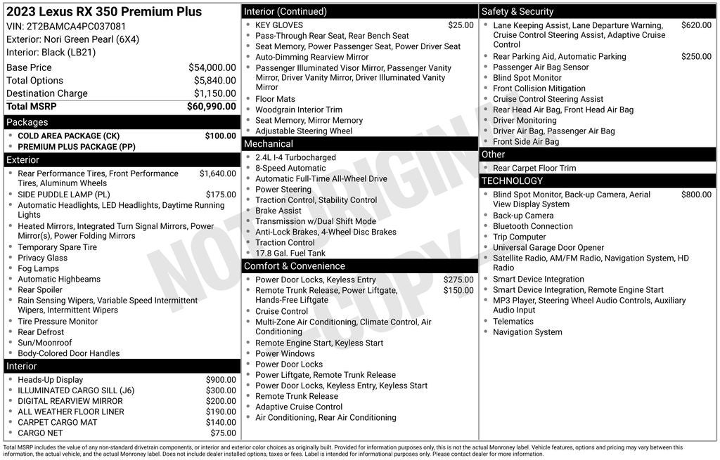 2023 Lexus RX 350 Premium Plus