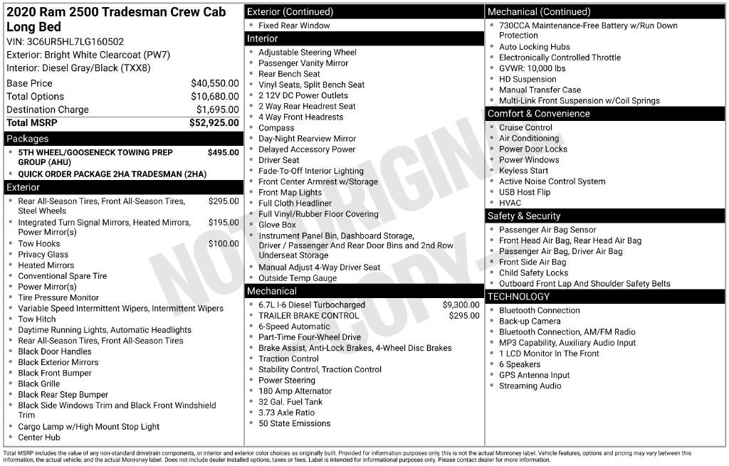 2020 RAM 2500 Tradesman
