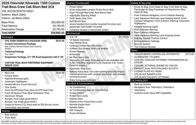 2026 Chevrolet Silverado 1500 Custom Trail Boss