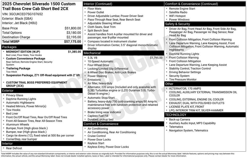 2025 Chevrolet Silverado 1500 Custom Trail Boss