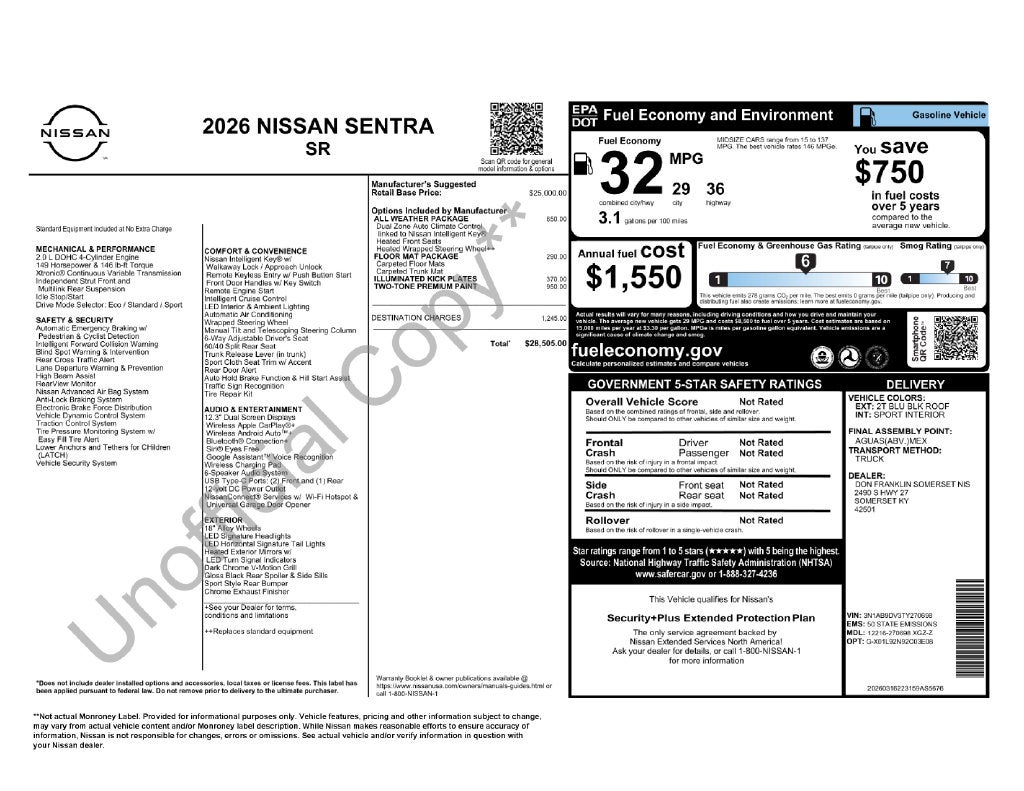 2026 Nissan Sentra SR