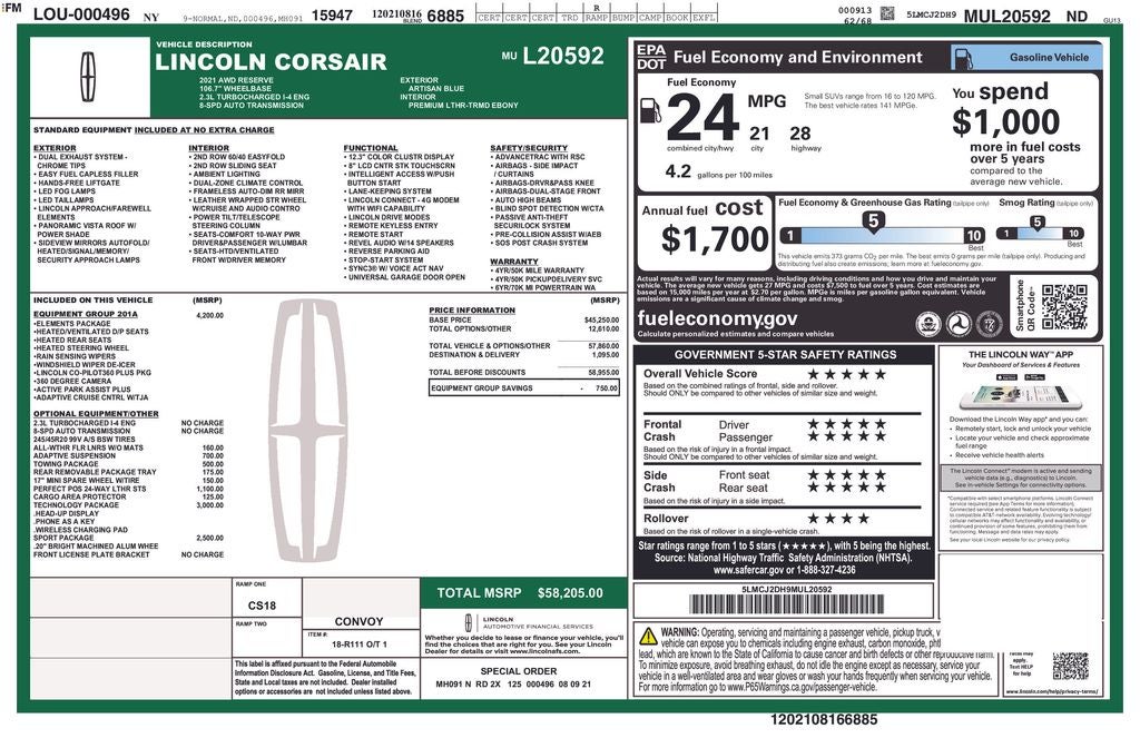 2021 Lincoln Corsair Reserve