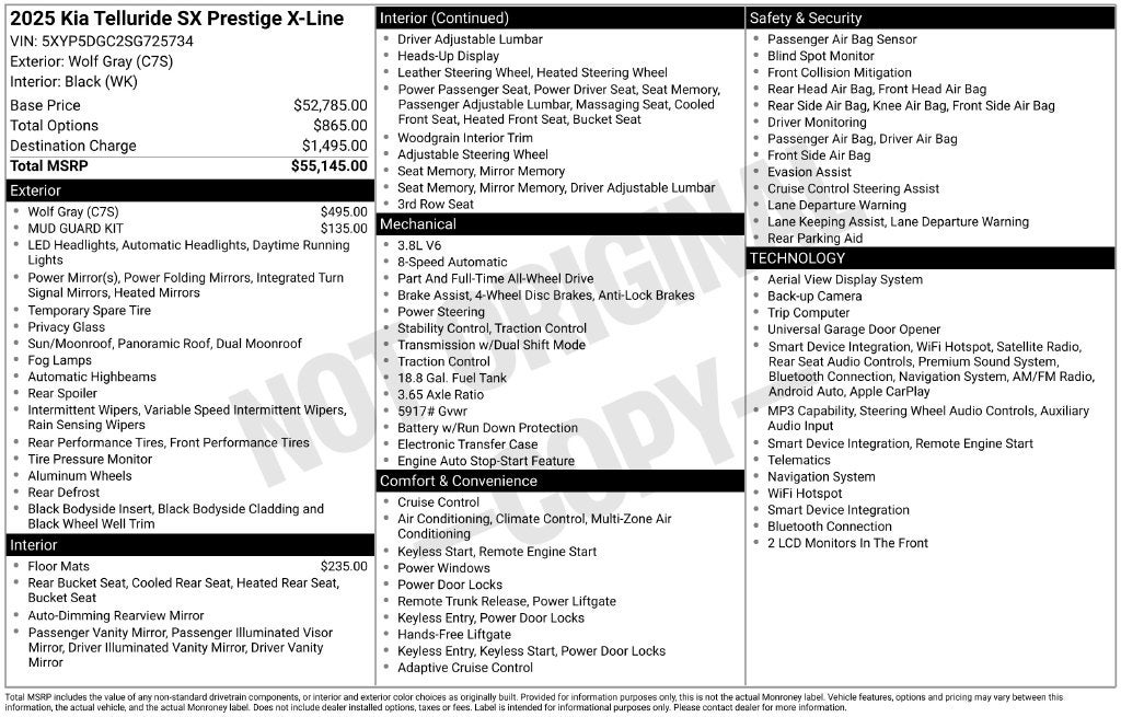 2025 Kia Telluride SX-Prestige X-Line