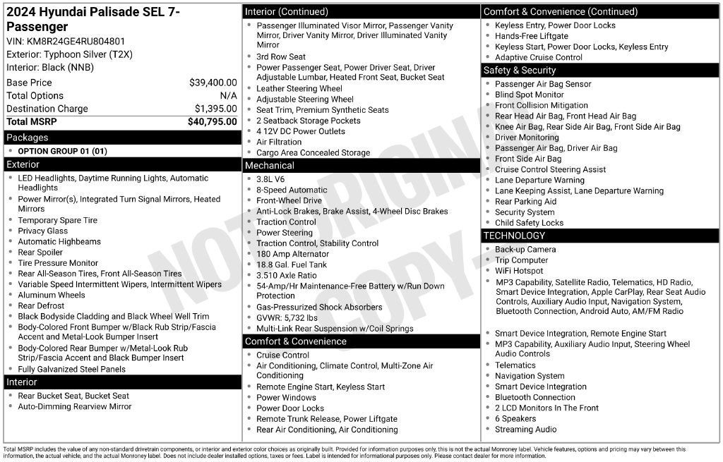 2024 Hyundai Palisade SEL 7 Passenger